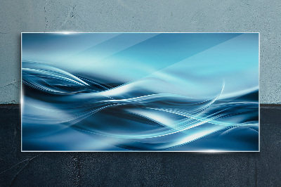 Glasbild Wellen in Blautönen