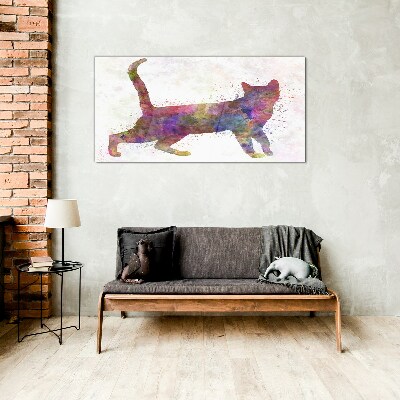 Glasbild Bunter Katzenschatten