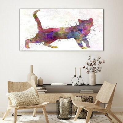 Glasbild Bunter Katzenschatten