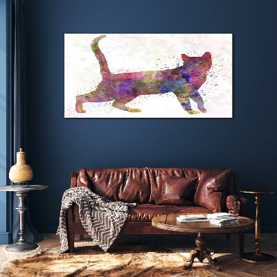 Glasbild Bunter Katzenschatten
