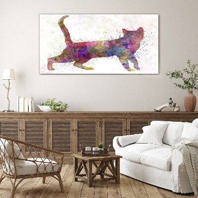 Glasbild Bunter Katzenschatten
