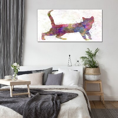 Glasbild Bunter Katzenschatten