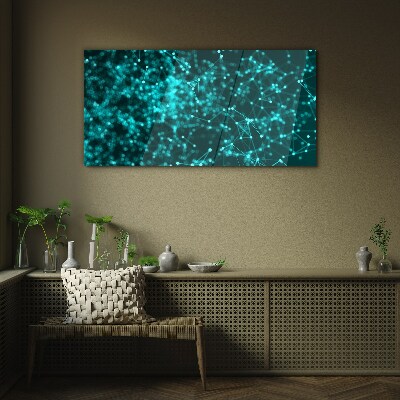 Glasbild Netzwerkverbindungen in Blau