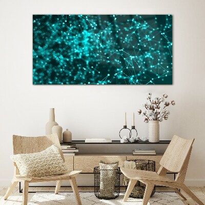 Glasbild Netzwerkverbindungen in Blau
