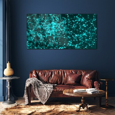 Glasbild Netzwerkverbindungen in Blau
