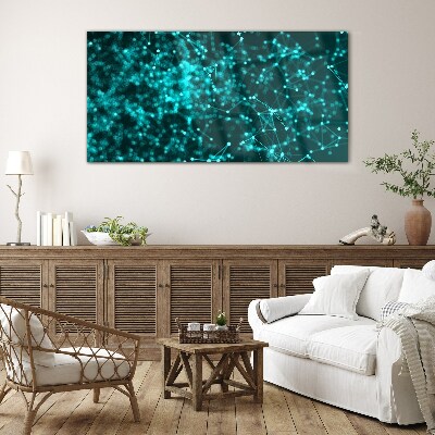 Glasbild Netzwerkverbindungen in Blau