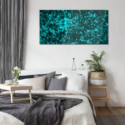 Glasbild Netzwerkverbindungen in Blau