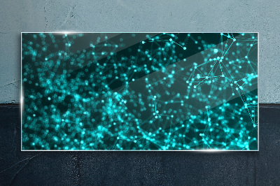 Glasbild Digitales Netzwerk in Blautönen