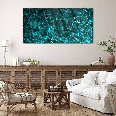 Glasbild Digitales Netzwerk in Blautönen