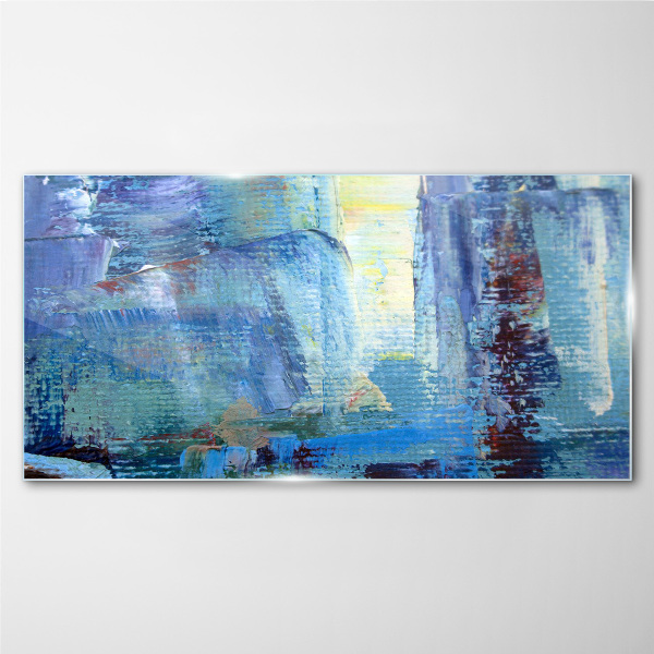 Glasbild Abstrakte Landschaft in Blautönen