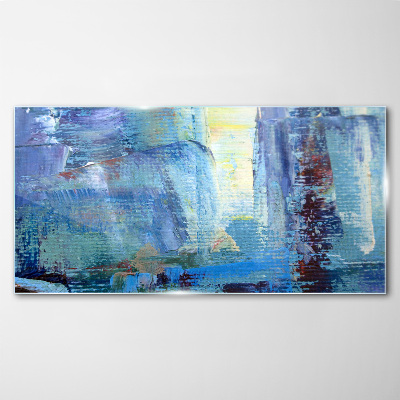 Glasbild Abstrakte Landschaft in Blautönen