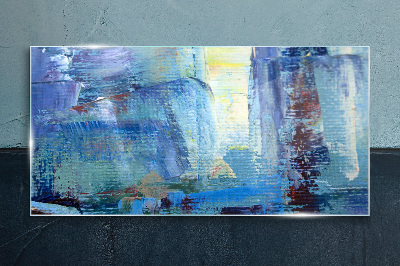 Glasbild Abstrakte Landschaft in Blautönen