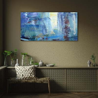 Glasbild Abstrakte Landschaft in Blautönen