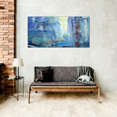 Glasbild Abstrakte Landschaft in Blautönen