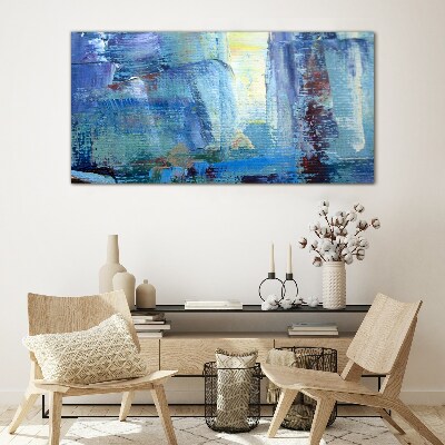 Glasbild Abstrakte Landschaft in Blautönen