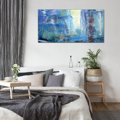 Glasbild Abstrakte Landschaft in Blautönen