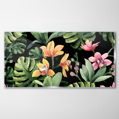 Glasbild Tropischer Garten in Aquarell