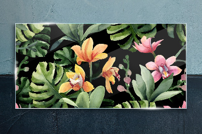 Glasbild Tropischer Garten in Aquarell