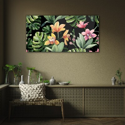 Glasbild Tropischer Garten in Aquarell