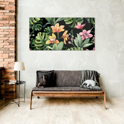 Glasbild Tropischer Garten in Aquarell