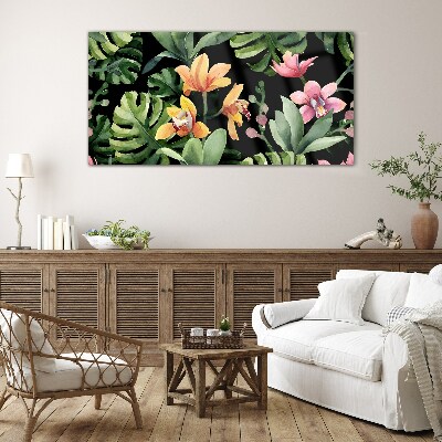 Glasbild Tropischer Garten in Aquarell