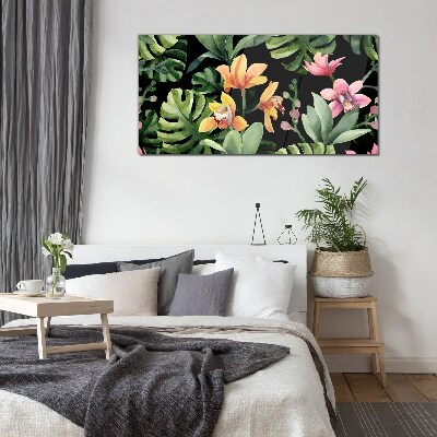 Glasbild Tropischer Garten in Aquarell