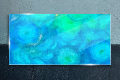 Foto glasbild Türkisfarbene Kreise in Blau