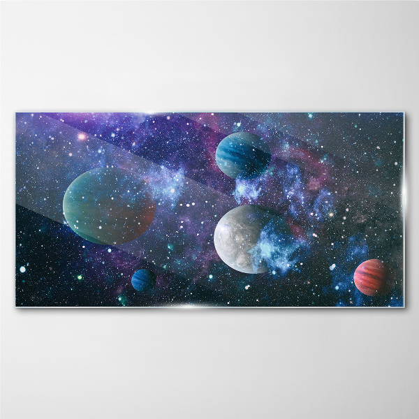 Glasbild Kosmische Planetenlandschaft
