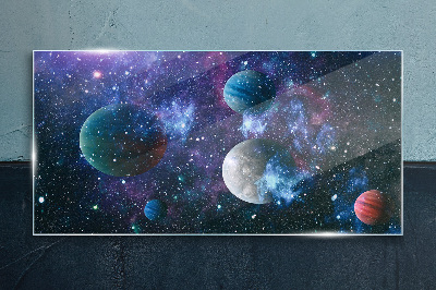 Glasbild Kosmische Planetenlandschaft