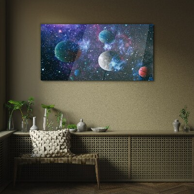 Glasbild Kosmische Planetenlandschaft