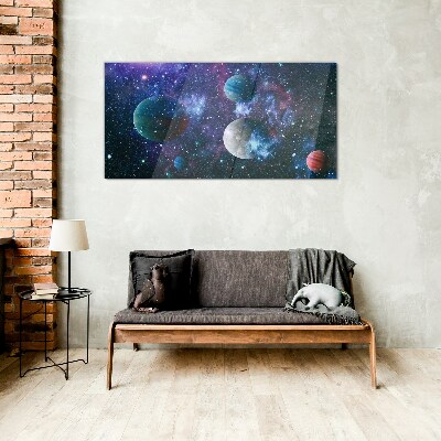 Glasbild Kosmische Planetenlandschaft