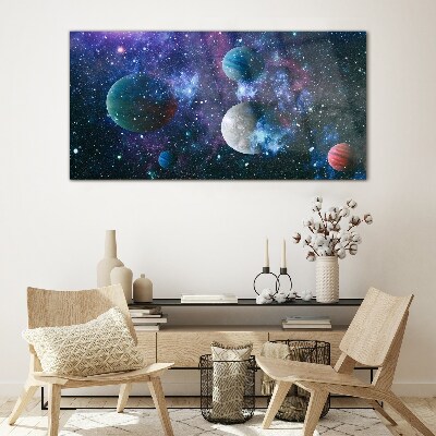 Glasbild Kosmische Planetenlandschaft