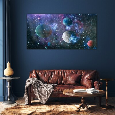 Glasbild Kosmische Planetenlandschaft