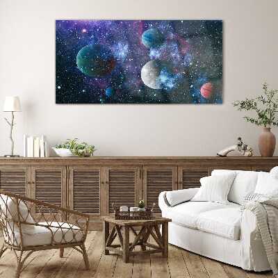 Glasbild Kosmische Planetenlandschaft