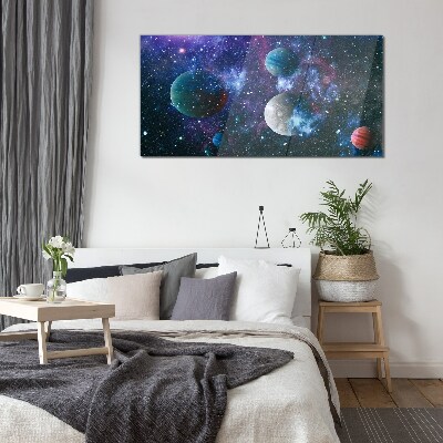 Glasbild Kosmische Planetenlandschaft