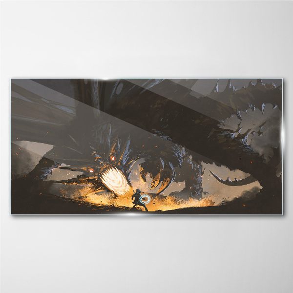 Glasbild Drache in der Hitze des Gefechts