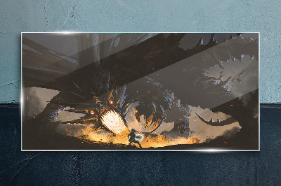 Glasbild Drache in der Hitze des Gefechts