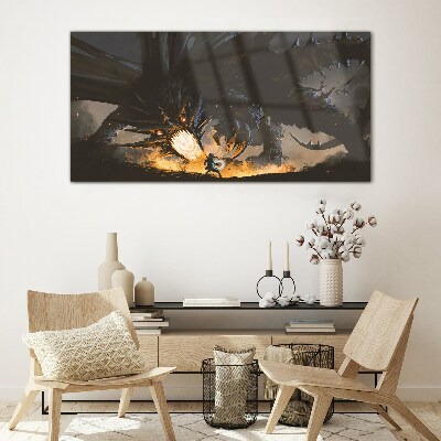 Glasbild Drache in der Hitze des Gefechts