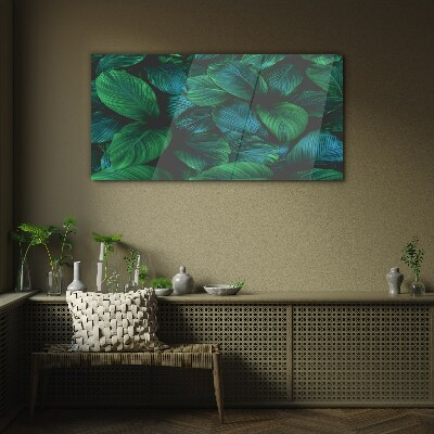 Glasbild Grünes Blattmosaik
