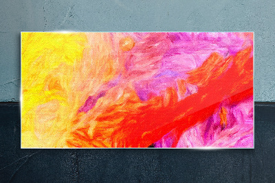 Glasbild Farbenfrohe Abstraktion in warmen Tönen