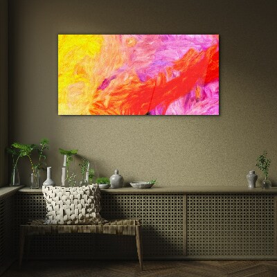 Glasbild Farbenfrohe Abstraktion in warmen Tönen