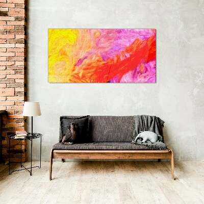 Glasbild Farbenfrohe Abstraktion in warmen Tönen