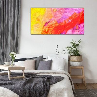 Glasbild Farbenfrohe Abstraktion in warmen Tönen