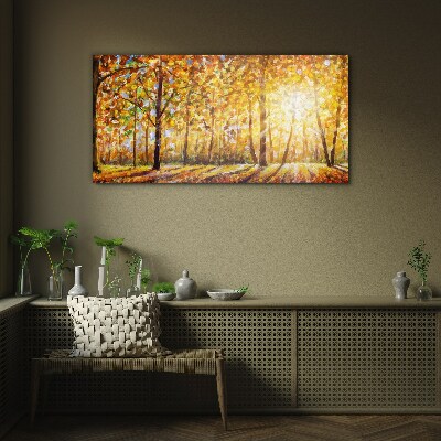 Foto auf glas Goldener Herbst im Wald
