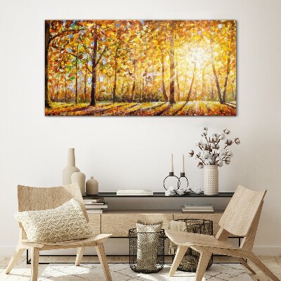 Foto auf glas Goldener Herbst im Wald