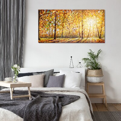 Foto auf glas Goldener Herbst im Wald