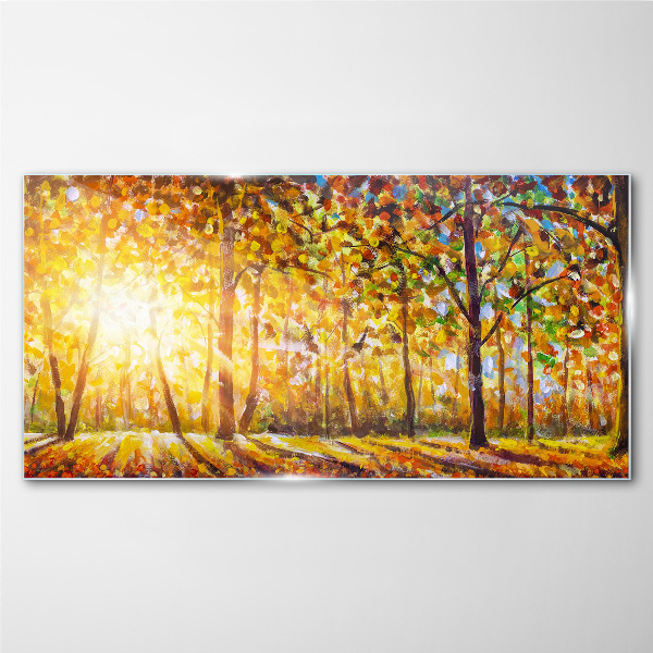 Glasbild Goldener Herbst im Wald