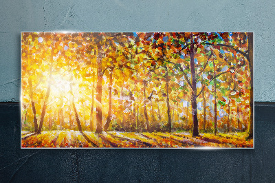 Glasbild Goldener Herbst im Wald