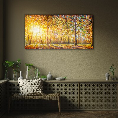 Glasbild Goldener Herbst im Wald