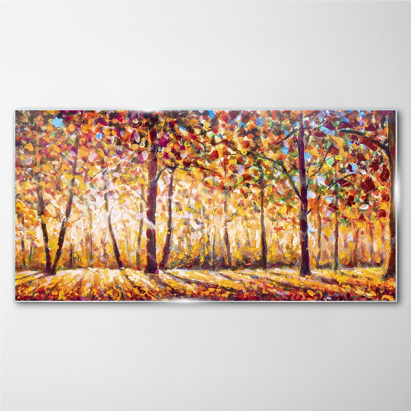 Glasbild Goldener Herbst im Wald